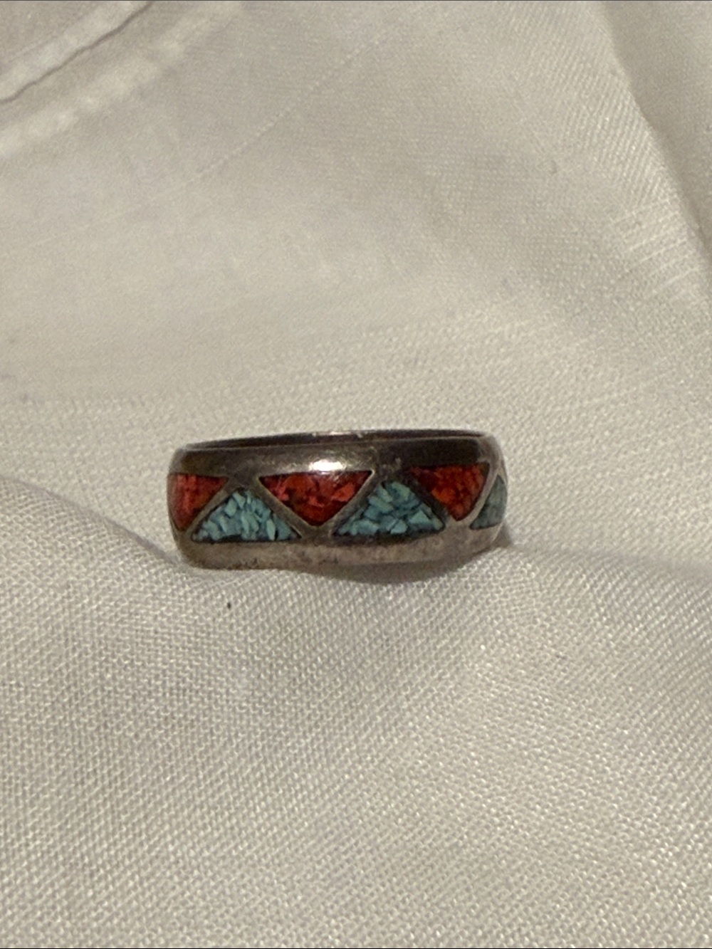 Vintage Turquoise and carnelian Sterling silver Women's Band